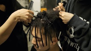 Dreadlocks extensions with human hair. ( Afro perm )