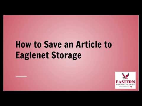 How to Save an Article to Eaglenet Storage