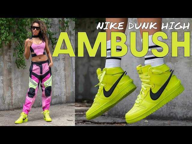 NIKE x AMBUSH DUNK HIGH FLASH LIME ON Foot Review and Styling: THE