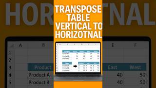 TRANSPOSE TABLE VERTICAL TO HORIZONTAL IN EXCEL 🔥 #excel #exceltips #exceltutorial #shortsfeed