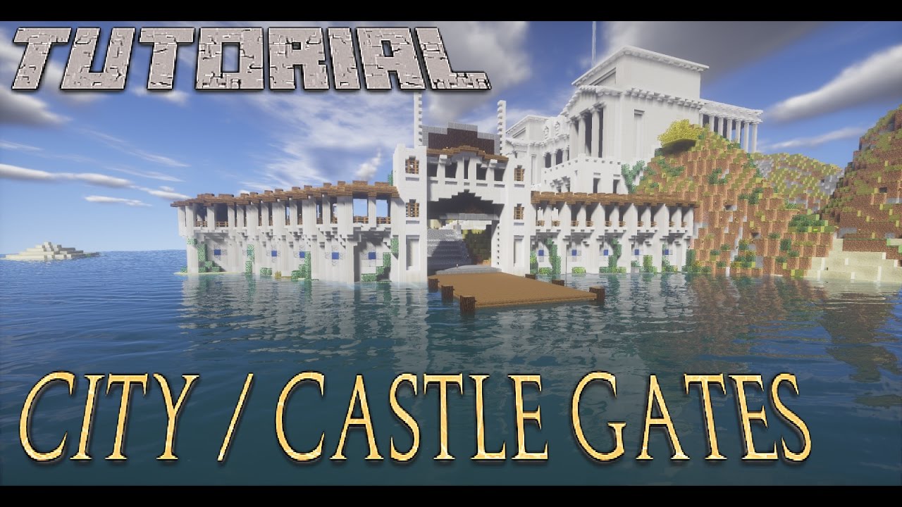 Minecraft Tutorial City Gates Greek Medieval Roman Youtube - medieval castle gate roblox