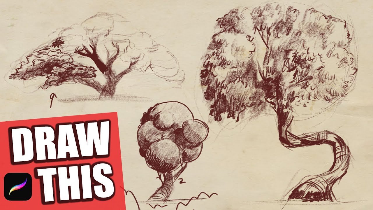 How to draw trees using shape, shade and shaving cream. Lesson #1 - YouTube