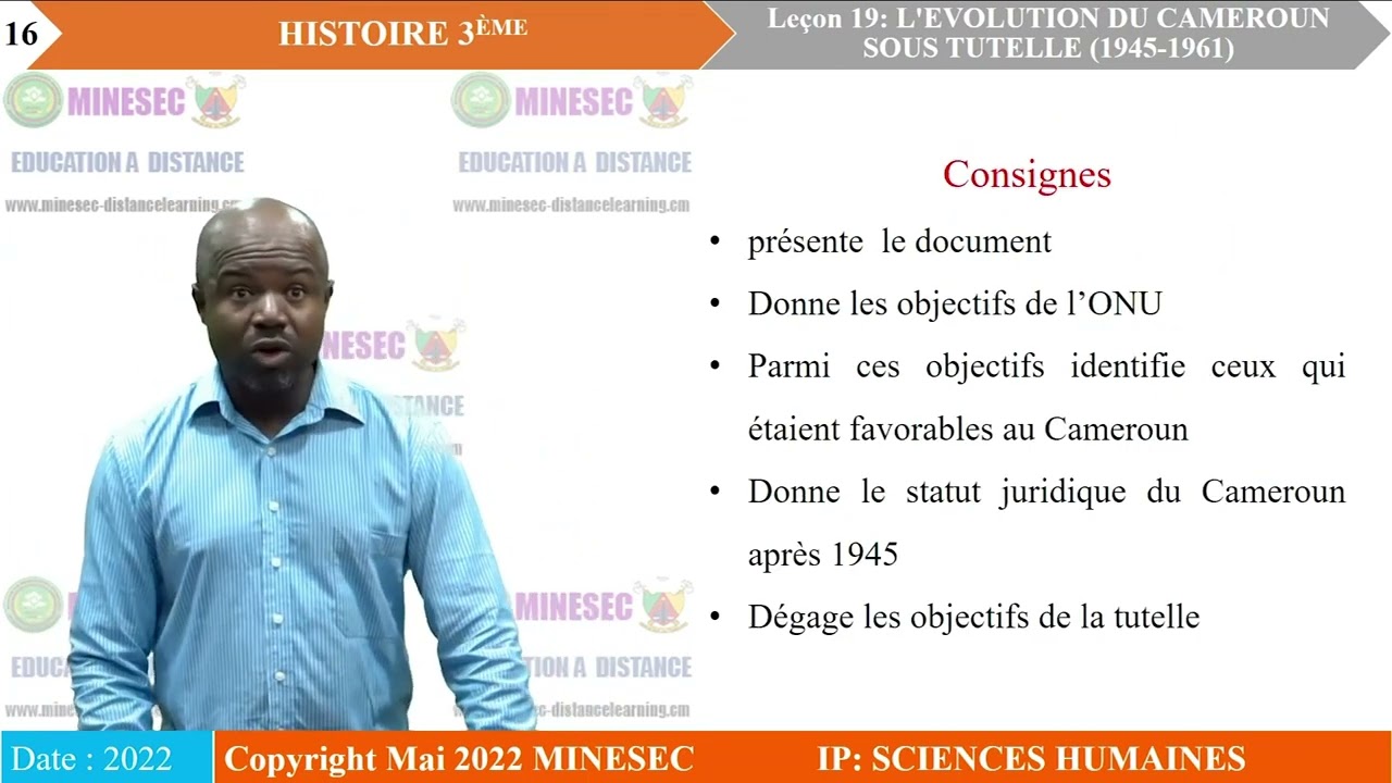 IP-SH Histoire 3ème Leçon 19 L'évolution du Cameroun sous tutelle 1945 - 1961