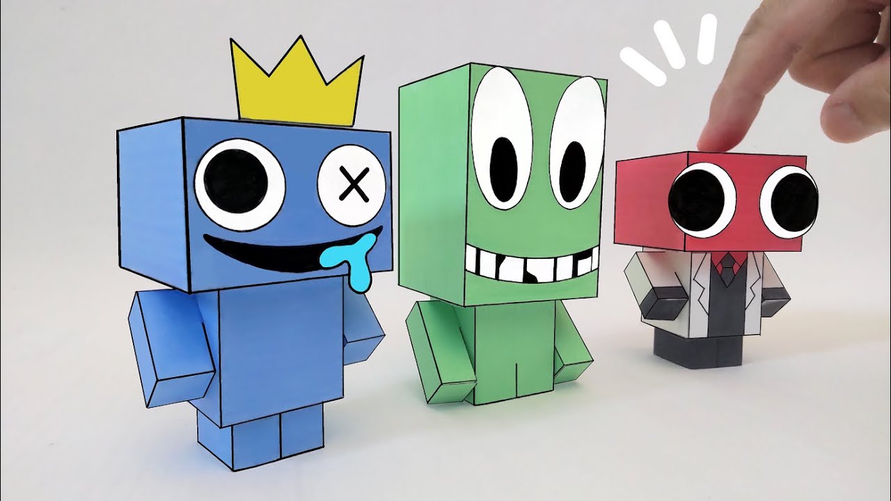 Rainbow Friends 3D Shapes Paper Craft Ideas😊Minecraft-ish Figure