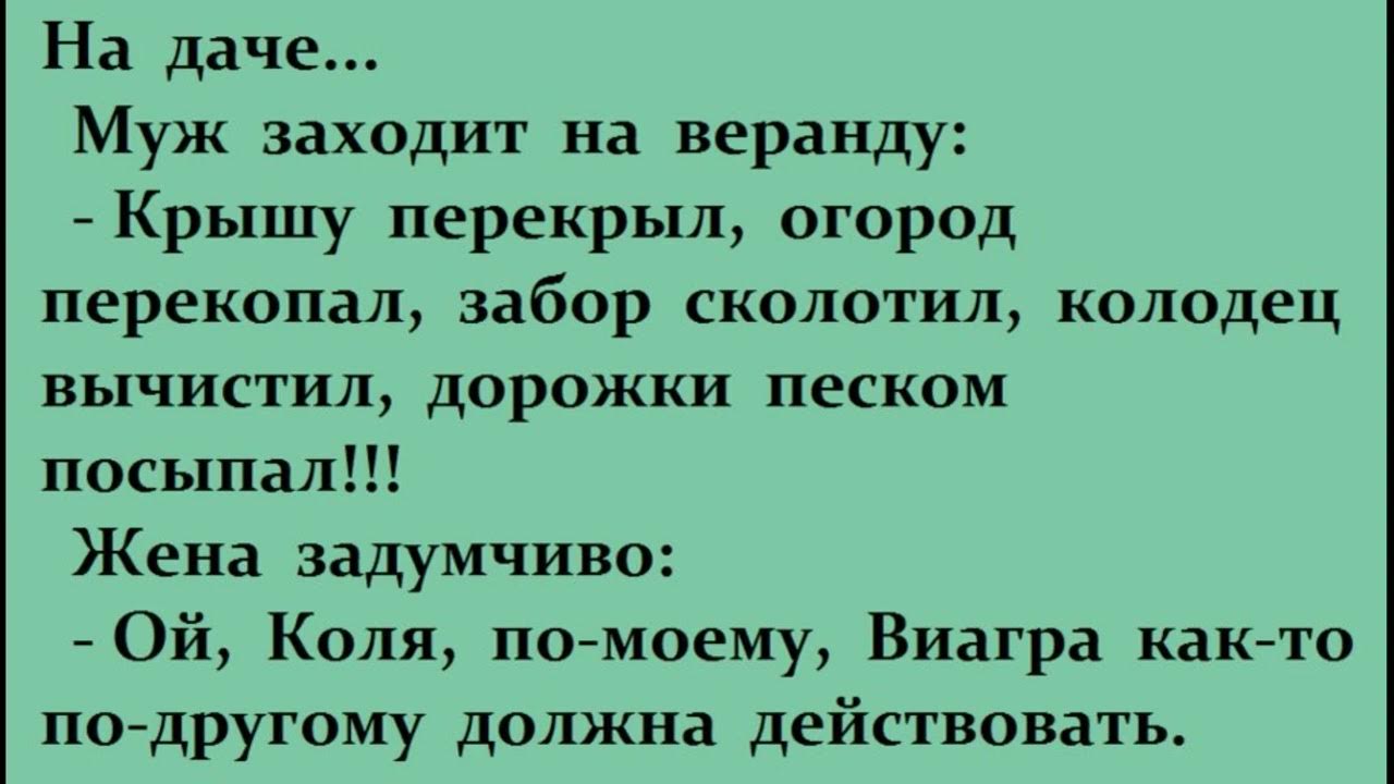 Видео на даче муж женой. Анекдот. Анекдоты про виагру. Огородные анекдоты. Смешные анекдоты.