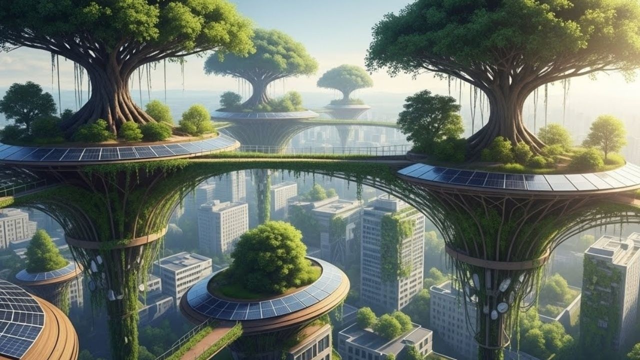 Соларпанк Атмосфера 🌿 Город Будущего в Гармонии с Природой