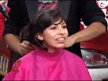 Latina girl headshave on tv show  spanish tv haircut  girl buzz cut on a gameshow