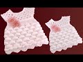 Vestido para bebe a Crochet Punto 3D marshmallow malvaviscos tejido tallermanualperu