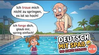 😂 He's Too Scared to Jump! | Learn 100 Simple Dialogues You'll Remember | Deutsch lernen