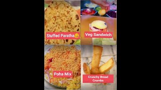 How to Cook STUFFED PARATHA / VEG SANDWICH / POHA MIX / CRUNCHY BREAD CRUMPS #Snacks #Recipes