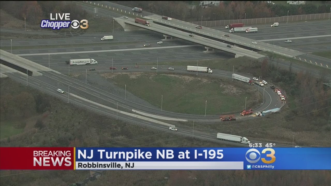 Overturned Tractor-Trailer On NJ Turnpike Snarling Traffic - YouTube
