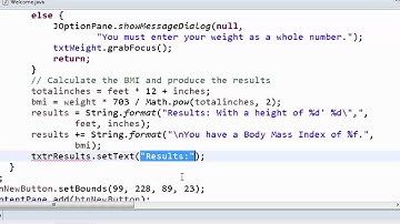 Java GUI BMI Calculator Finishing the Program
