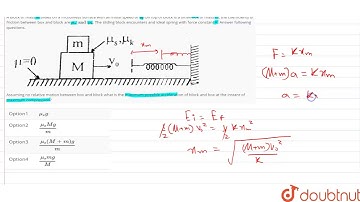 A block of mass M slides on a frictionless surface with an initial speed of `v_(0)`