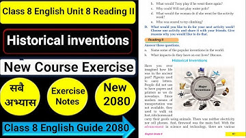 Class 8 English Unit 8 Reading II Historical inventions All Exercise