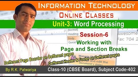 #36 | Unit-3 | Session-6:Working With Page and Section Breaks | Different Boarder on different page