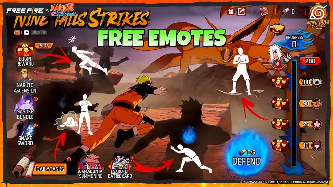 Free Fire x Naruto: Unlock All Free Emotes & Win Sasuke Bundle! 🎉🔥