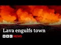 Iceland volcano  emergency declared as lava sets town on fire  bbc news