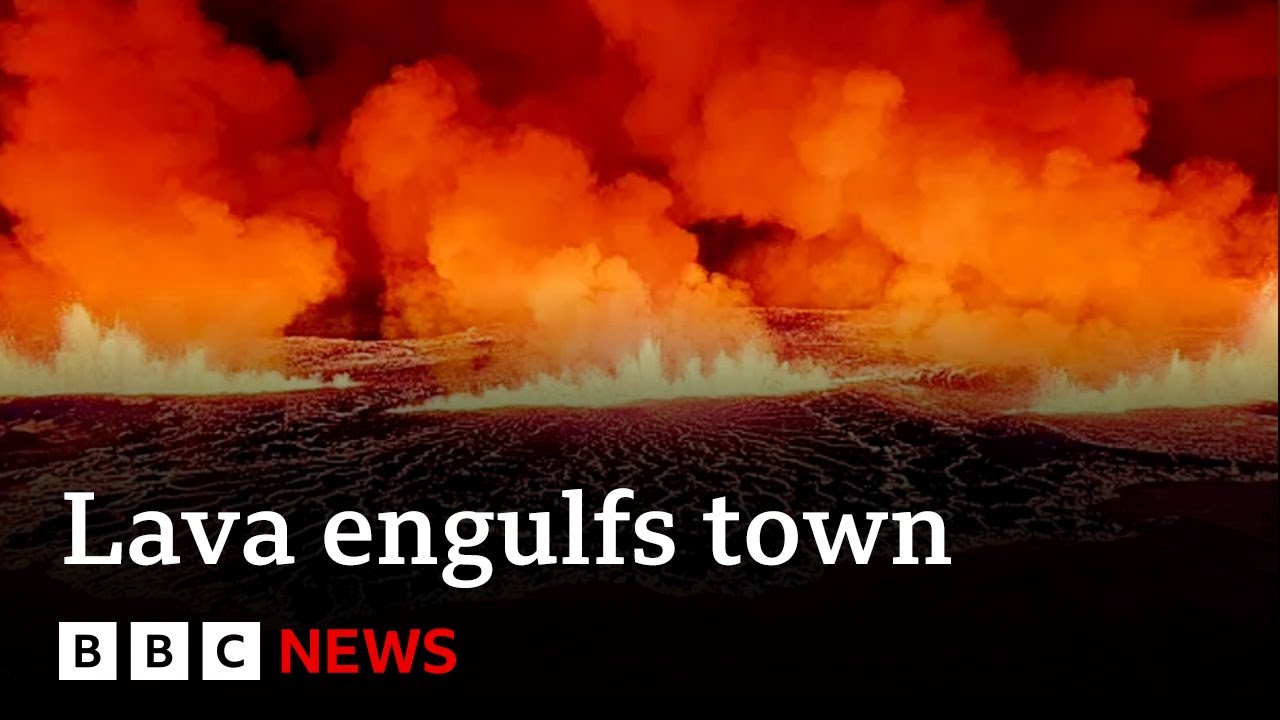 Iceland volcano – emergency declared as lava sets town on fire | BBC News
