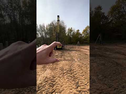 Монтаж ЖБ свай на рельефном участке. Перепад 1.6 метра #каркасныедома #дом #стройка #стаслагеда