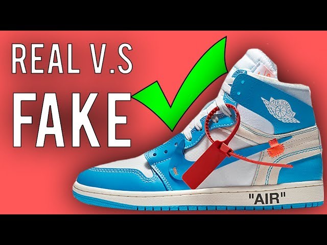 off white jordan 1 unc fake vs real