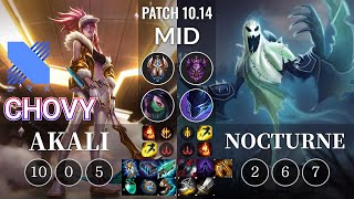 DRX Chovy Akali vs Nocturne Mid - KR Patch 10.14