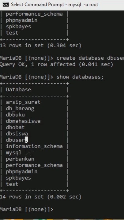 Cara Membuat Database Mysql XAMPP di cmd 2024 #mysql #xampp #mengareit ...