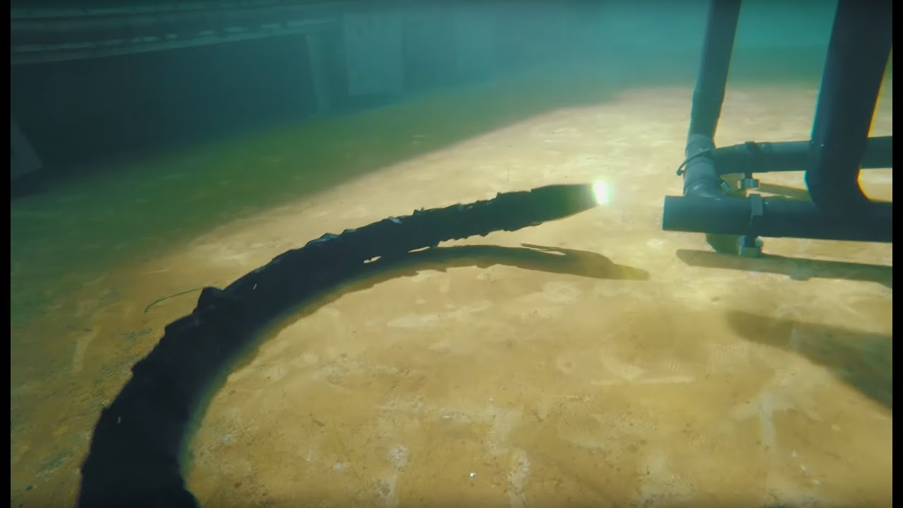 Swimming robot with thrusters -