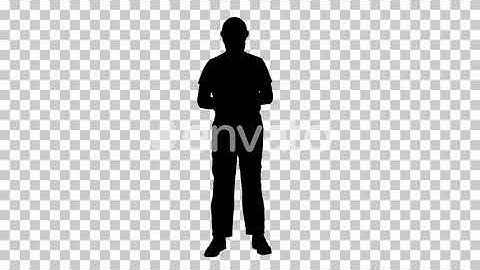 Silhouette Construction worker taking a selfie, Alpha Channel | Stock Footage - Videohive