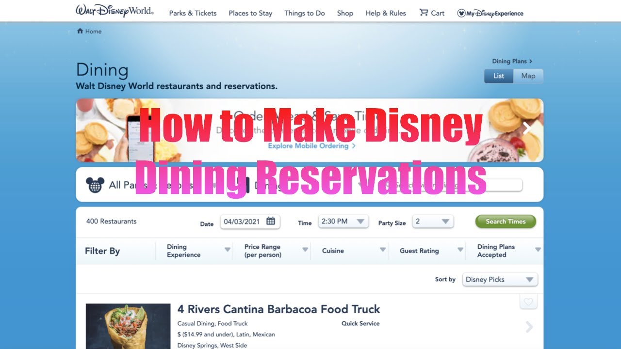 How To Make Disney Dining Reservations YouTube How To Make Disney Dining Reservations YouTube