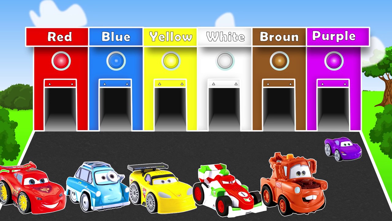 Disney Cars Colors for Children to Learn with Lightning McQueen Mater