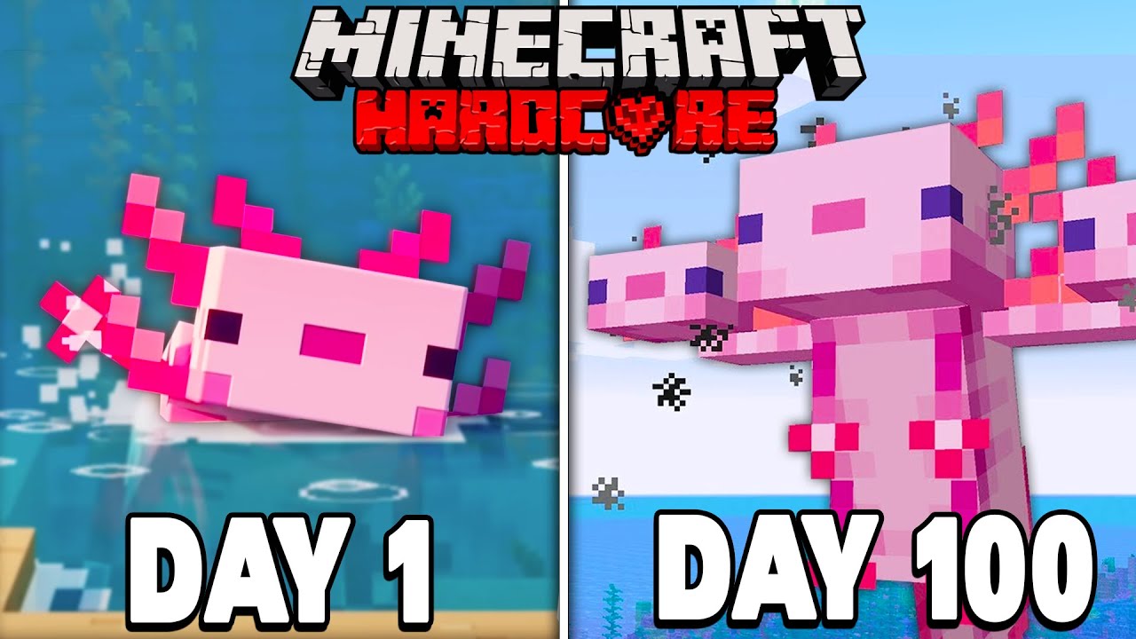 I Survived 100 Days As An Axolotl In Hardcore Minecraft 1.17 - YouTube