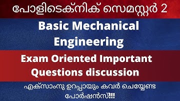 Polytechnic | Basic Mechanical engineering | semester 2 | Exam oriented | Important questions
