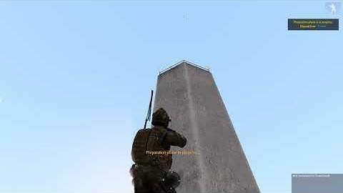 Climbing the rappelling tower