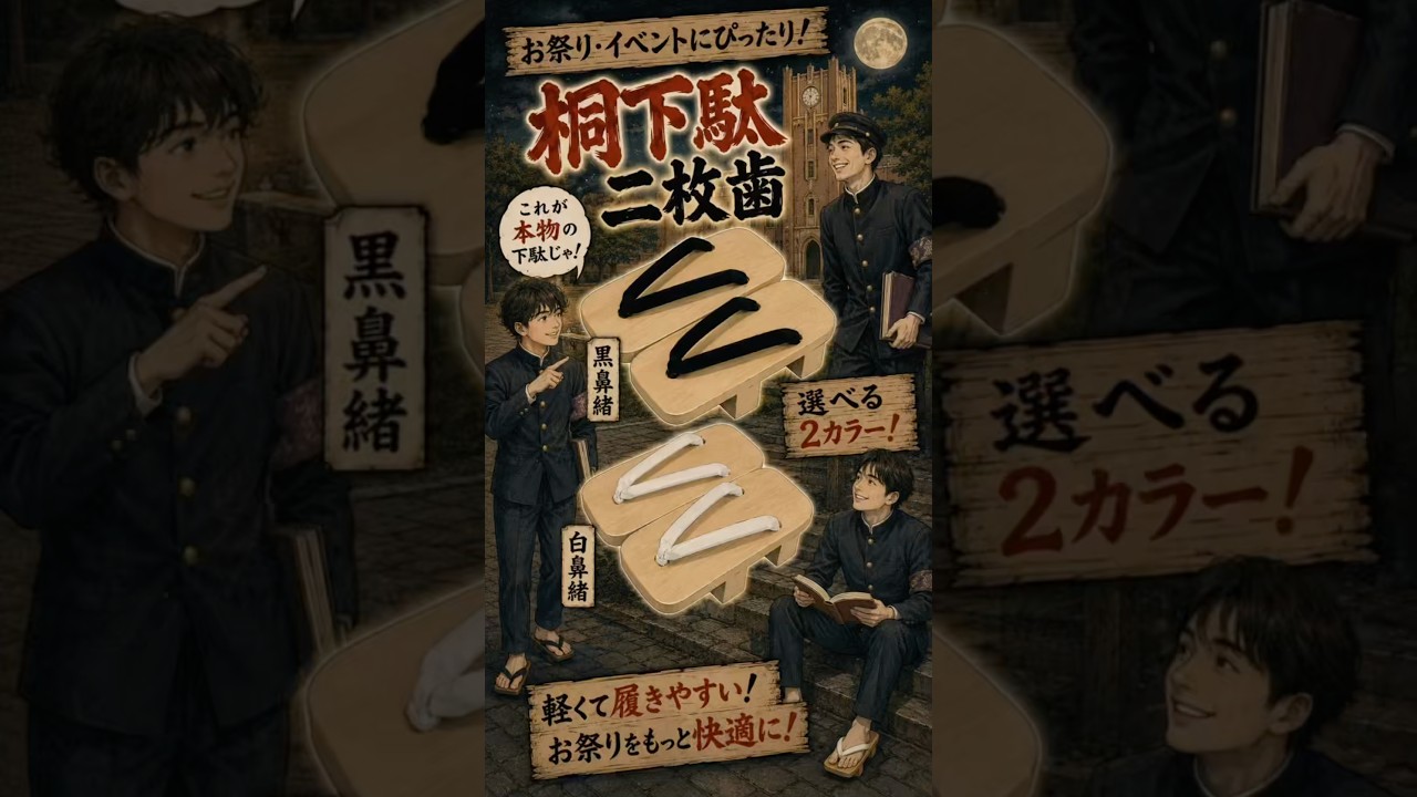 男桐矢張下駄 二枚歯 男性用 黒鼻緒 Lサイズ 25.0cm～27.0cm用 | 祭り
