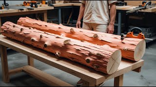 : Rustic Meets Modern: A Beautiful Coffee Table Is Constructed From Rustic Log Slices