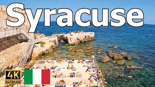 Syracuse, Sicily - Walking Tour in 4K - Swimming Rocks, Cathedral, Shopping Street, and Restaurants