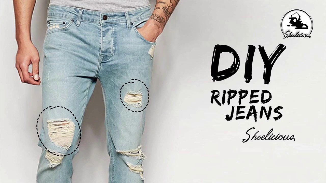 DIY RIPPED JEANS 5 minutes | SHOELICIOUS - YouTube