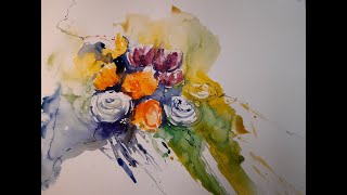 #01 Aquarellworkshop #01:  Blumen  (Mischtechnik mit Aquarellstiften)