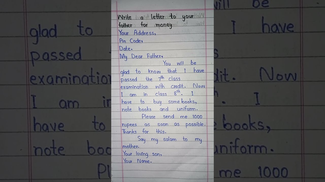 Write A Letter To Your Father For Money