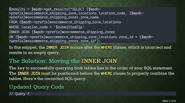 Mastering INNER JOIN in Woocommerce: Querying Shipping Zones Based on Zip Codes