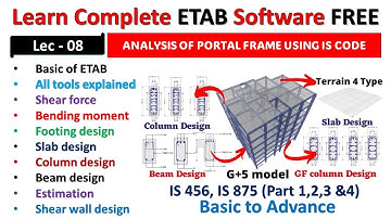 ETABS Free Course| Analysis of portal frame using IS code| Lec no 8 #etabs #civilengineering