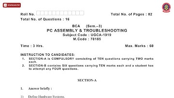 BCA 3RD SEM PC ASSEMBLY AND TROUBLESHOOTING JAN 2021 | PTU