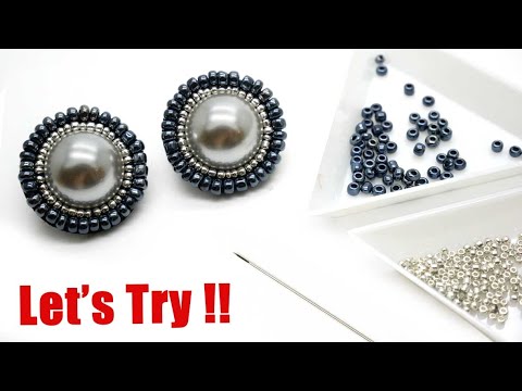 ビーズ刺繍 カボションとシードビーズとフェルトで作る ハンドメイドビジューピアスの作り方 Diy Handmade Beads Stitch Earring How To Make Youtube