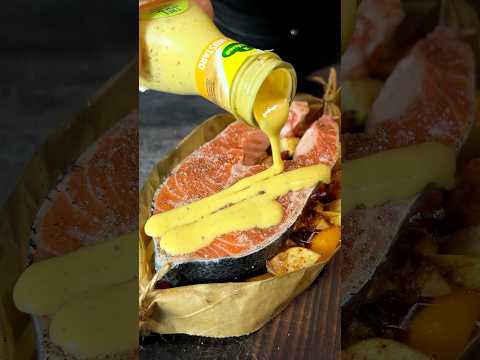 Быстрый ужин - стейк форели с овощами