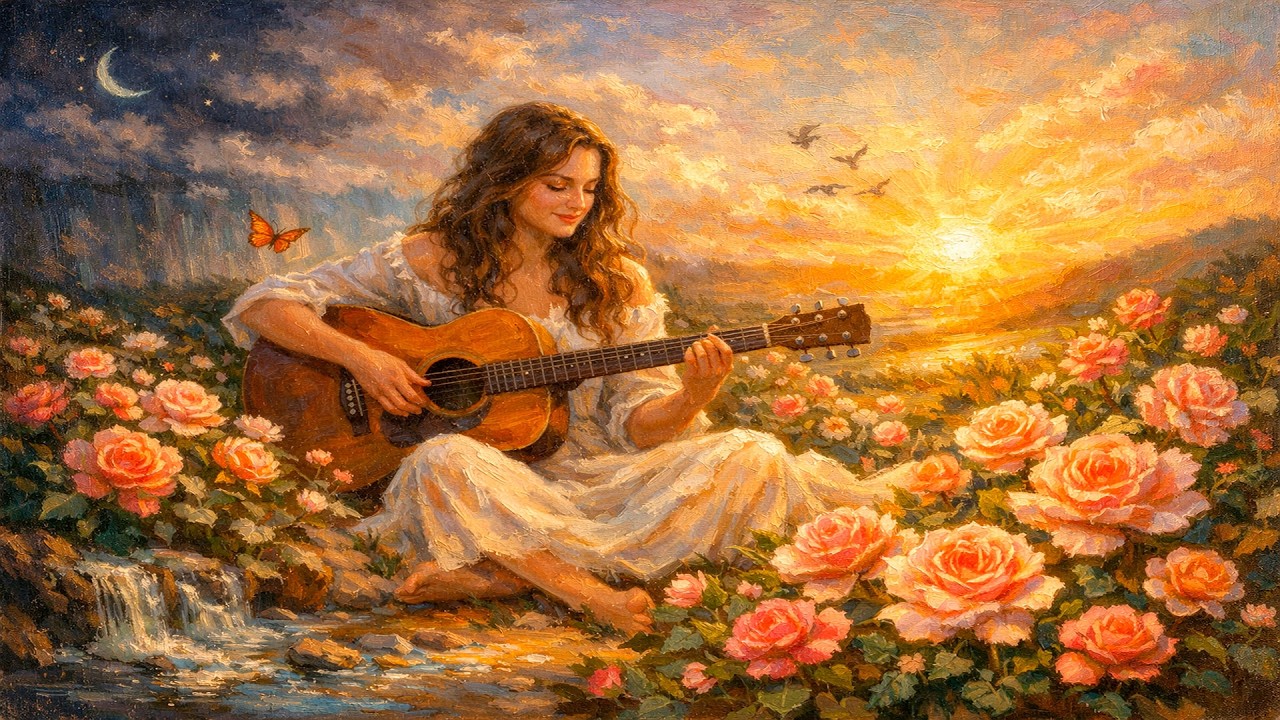 «Mujer-bajo-la-lluvia-al-atardecer»