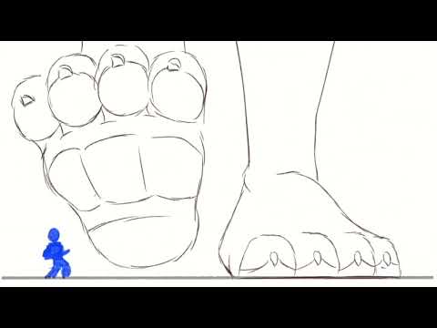 Macro furry stomping animation by @SnafuKurikai on Twitter