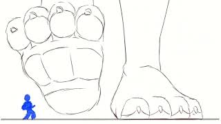 Macro furry stomping animation by @SnafuKurikai on Twitter