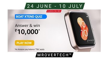 Amazon Boat Xtend Quiz Answers Today | Win ₹10000 Amazon Pay Balance | 24 June 2021 | Amazon FunZone