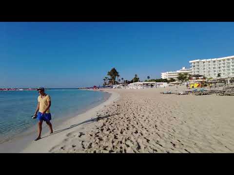 აია ნაპა, ოქტომბერი | Aya Napa, Cyprus, Nissi beach walking, October 2022, 8 a.m. no crowd.