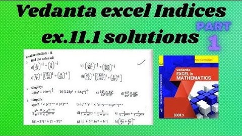 class 9 vedanta excel in mathematics indices solution. ex.11.1 #vetanta #indices #exercise11